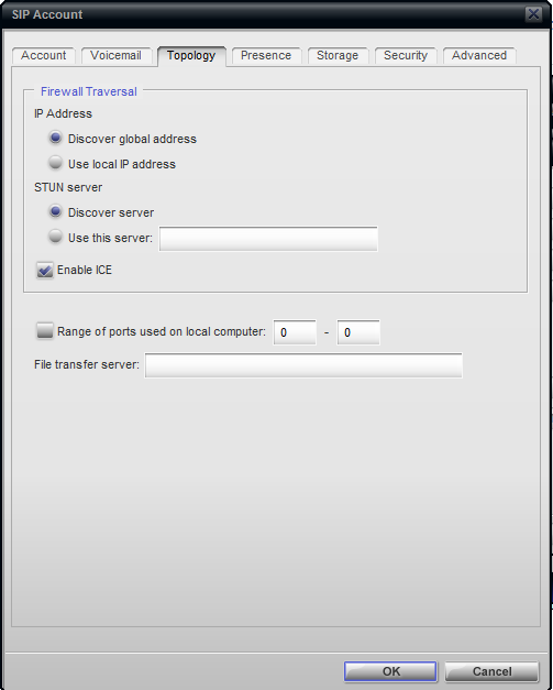 configuration of SIP account